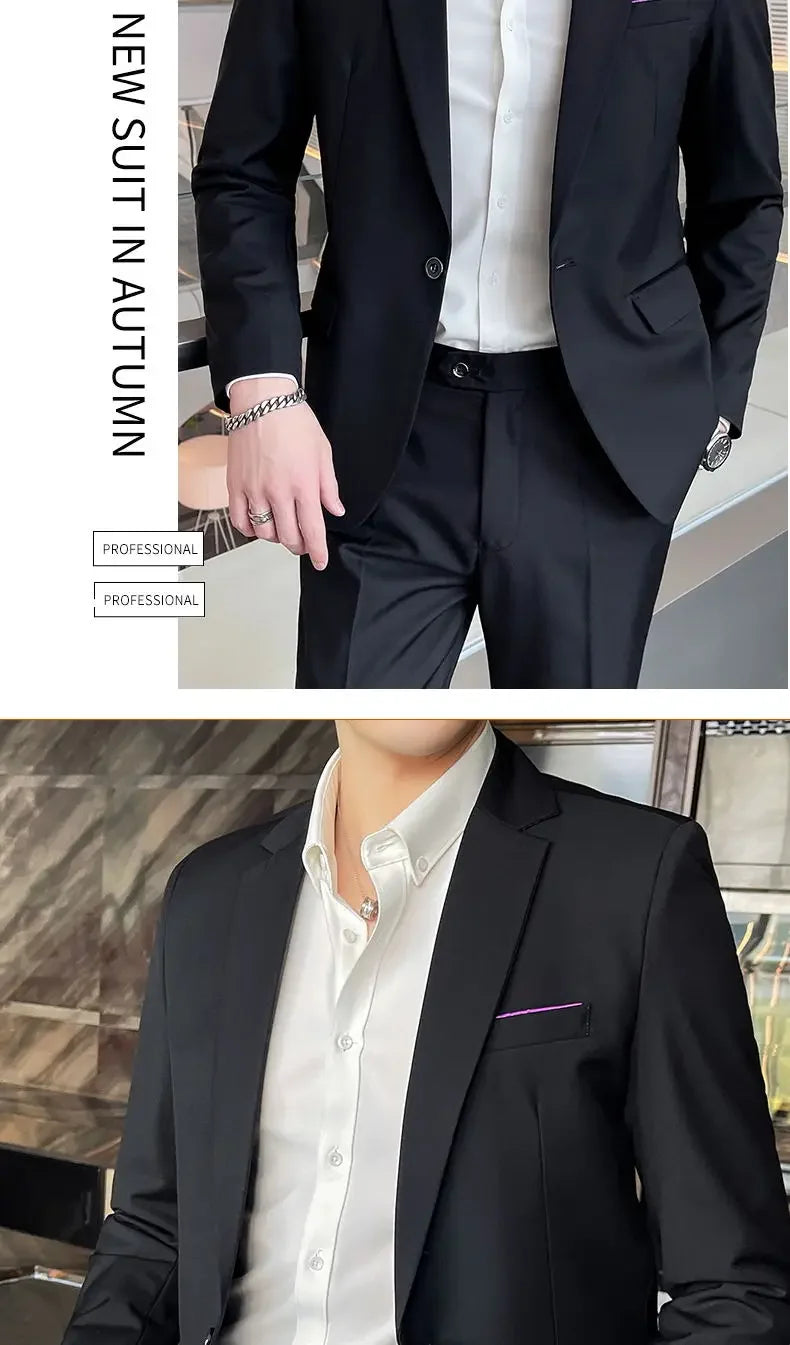 Men’s 3-Piece Suit 6XL — Blazer, Vest & Trousers, Italian Style Fashion Business Wedding Formal Gentleman Dress