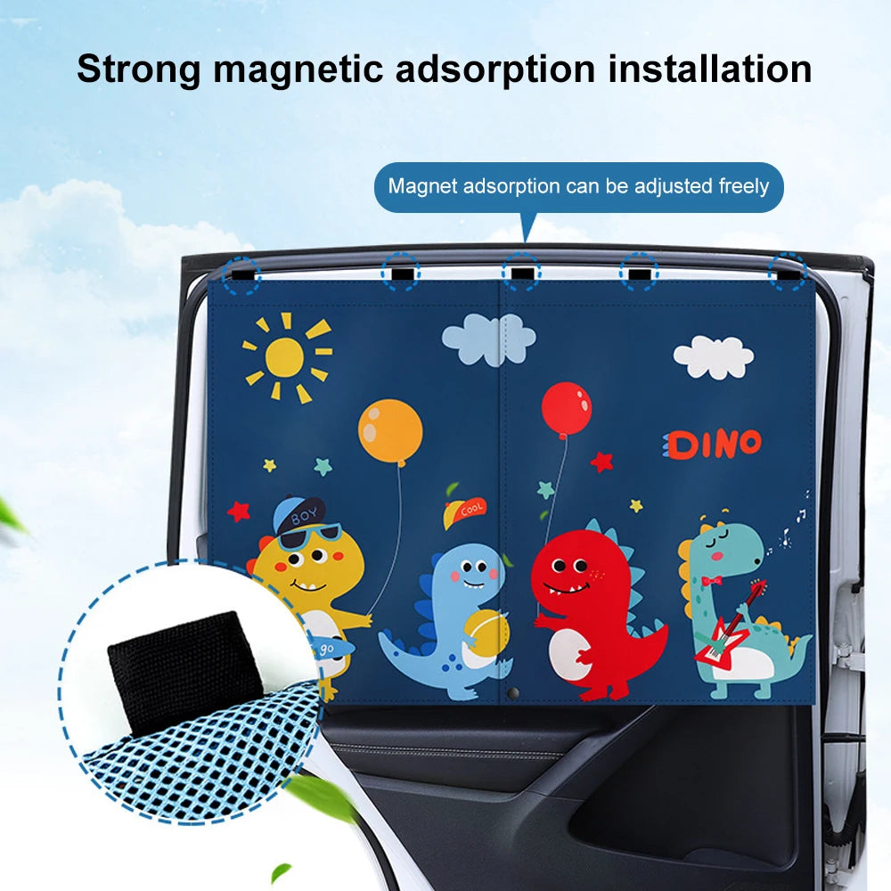 Magnetic Cartoon Car Curtain - Side Window Sunshade with Sun Protection and Heat Insulation for Children