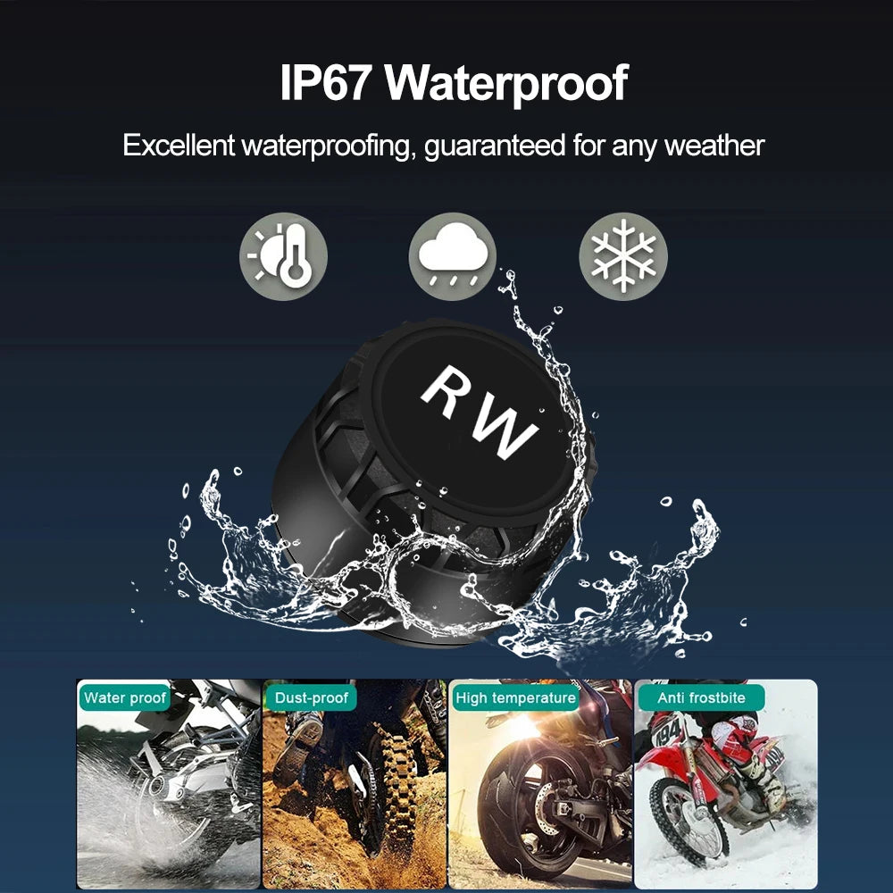 Motorcycle Bluetooth-Compatible TPMS – External Tire Pressure Sensors for Android/IOS Car Monitoring System