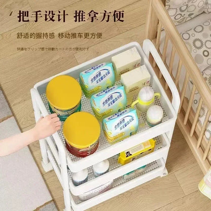 Multi-Layer Trolley Storage Rack - Mobile Organizer for Kitchen, Bedroom, and Bathroom, Ideal for Snacks and Baby Items