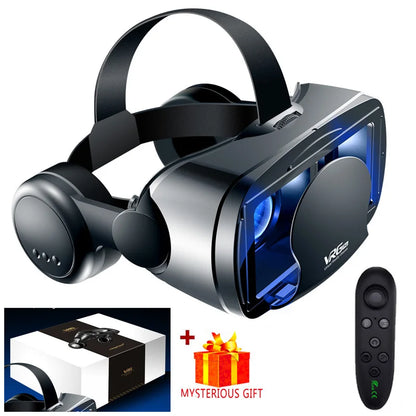 3D VR Headset – Virtual Reality Smart Glasses Helmet for Smartphones with Controllers and 7-Inch Lenses