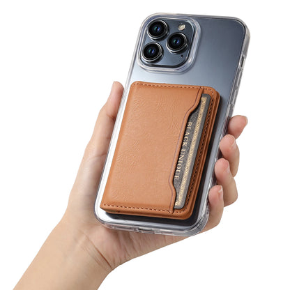 Magnetic Cowhide Leather Mobile Phone Card Holder: Compatible with iPhone 12, 13, 11, 14, 15 Pro Max Plus - Magsafe Wallet Case for Bank Cards and IDs