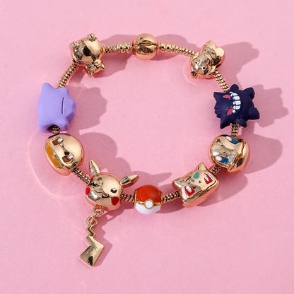 Japan Anime Pokemon Bracelet – Kawaii Pikachu, Gengar, Squirtle & Bulbasaur Pendant, DIY Bangle Beads Charms for Women