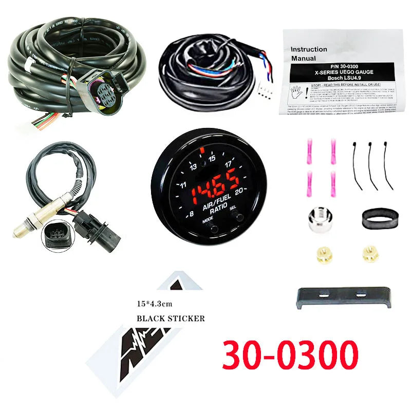 AEM X-Series Wideband O2 Air Fuel Ratio Gauge Kit – LSU 4.9 Oxygen Sensor + 15*4.3cm Decal, Model 30-0300 30-4110