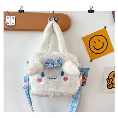 Sanrio Kawaii Plush Bag – Kuromi, Cinnamoroll & My Melody Cosmetic & Travel Handbag for Girls