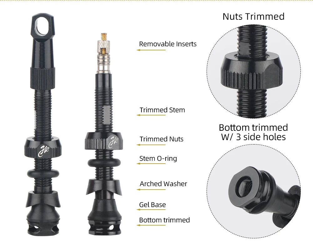 Bicycle Tubeless Presta Valve – Carbon Rim F/V Nipple with Detachable Brass Core & Cap for MTB Tires (40–80mm)