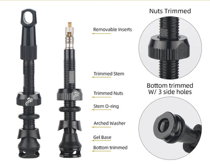 Bicycle Tubeless Presta Valve – Carbon Rim F/V Nipple with Detachable Brass Core & Cap for MTB Tires (40–80mm)