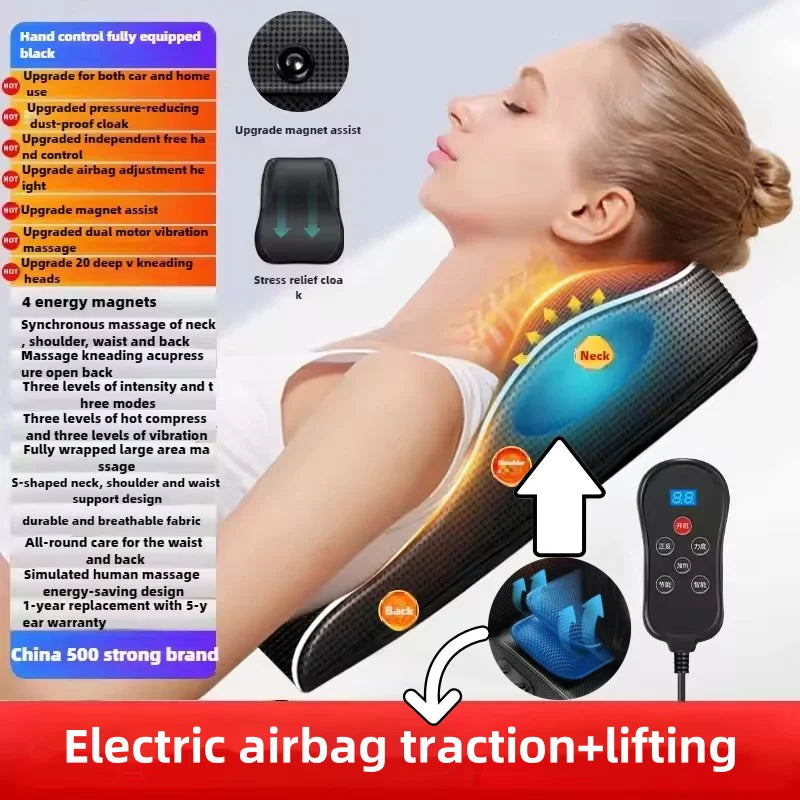Manufacturer Direct Electric Shiatsu Neck & Head Massager Pillow with Heating and Vibration – Cervical Traction Car Back Massager