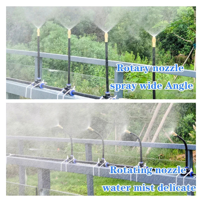 5-20M Automatic Garden Irrigation Kit – Universal Rotating Copper Nozzle Sprinkler for Balcony & Lawn Watering