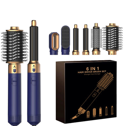 6-in-1 Hair Dryer Brush – Detachable Curler & Straightening Comb with Heat Control for Smooth Hair Styling