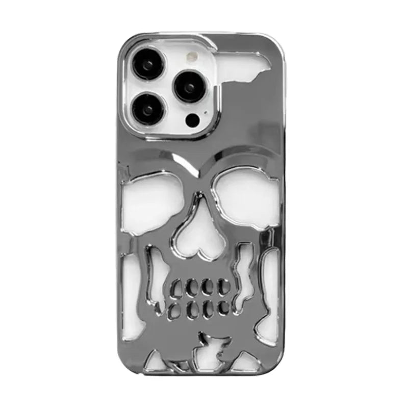 Cool Hollow Skull Ghostface Plating iPhone Case – Heat Dissipation Slim Cover for iPhone 14-17 Pro Max