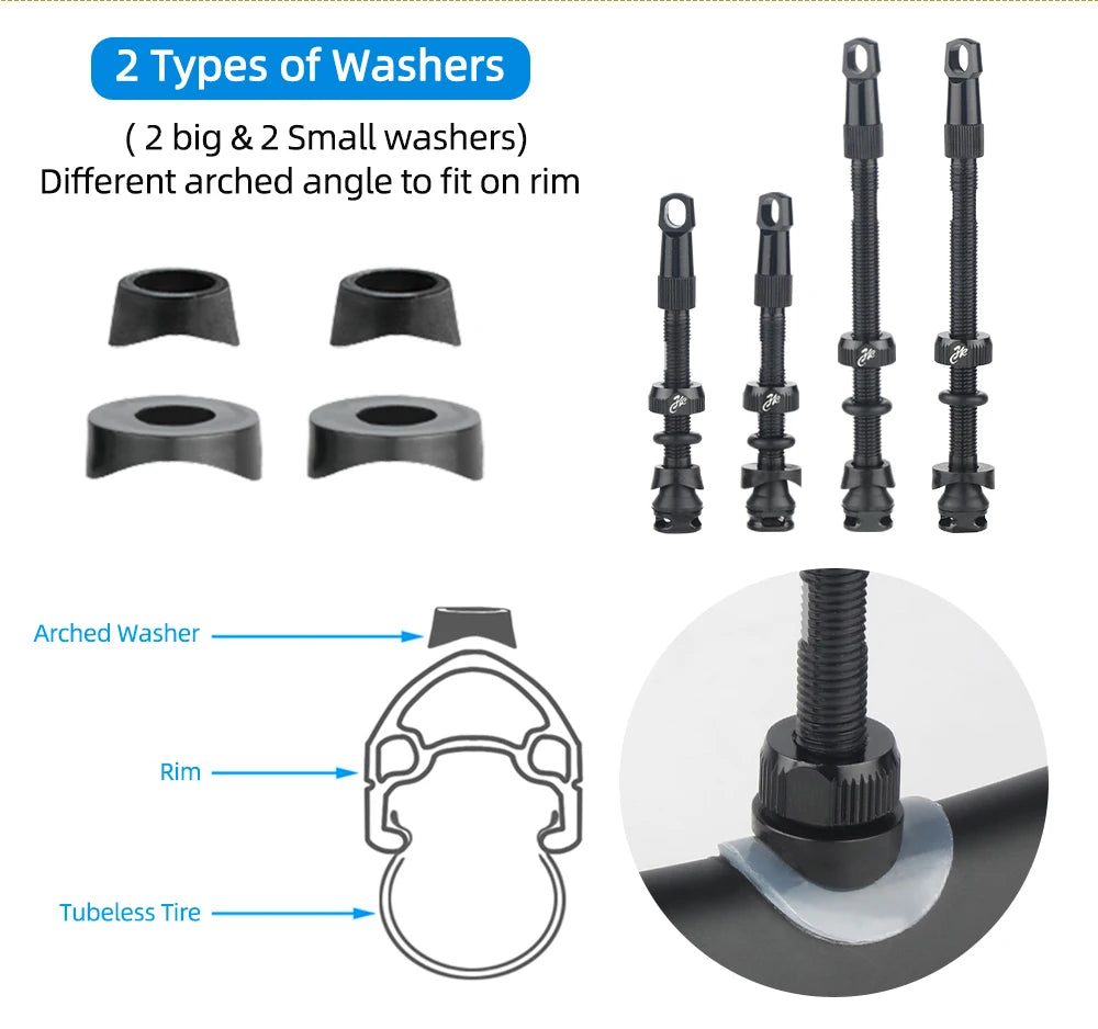 Bicycle Tubeless Presta Valve – Carbon Rim F/V Nipple with Detachable Brass Core & Cap for MTB Tires (40–80mm)