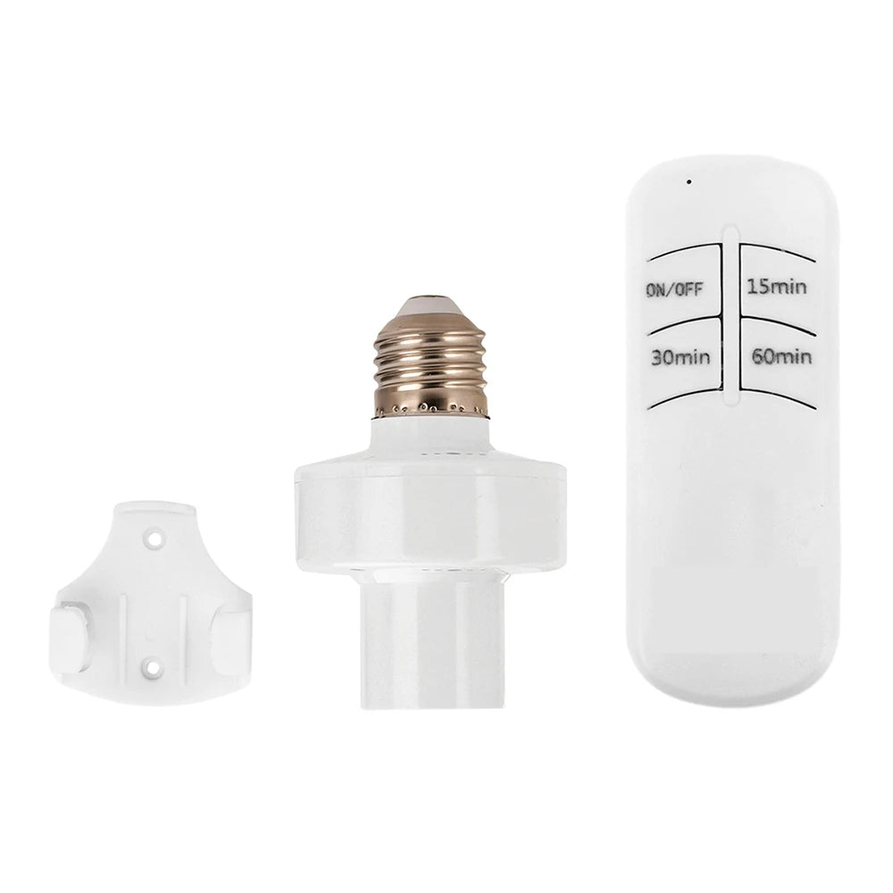 Smart Timer E27 Lamp Holder – Wireless Remote Control Light Socket, 110V-220V, 15m Range, Intelligent ON/OFF Switch