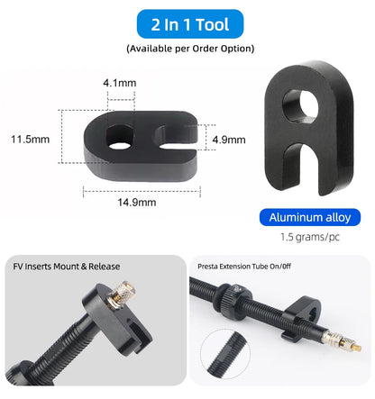 Bicycle Tubeless Presta Valve – Carbon Rim F/V Nipple with Detachable Brass Core & Cap for MTB Tires (40–80mm)