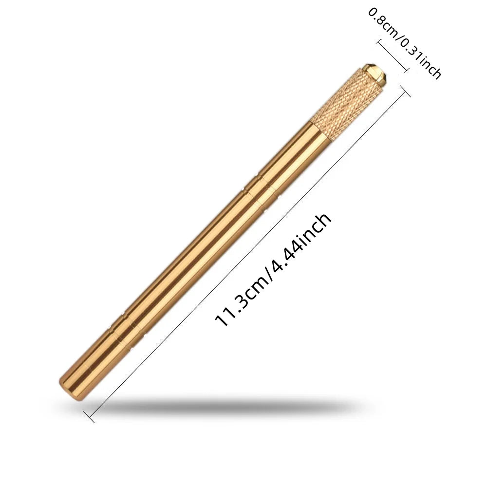 Golden Tebori 3D Tattoo Pen – 40PCS 12PCD Microblading Needles for Professional Eyebrow Permanent Makeup