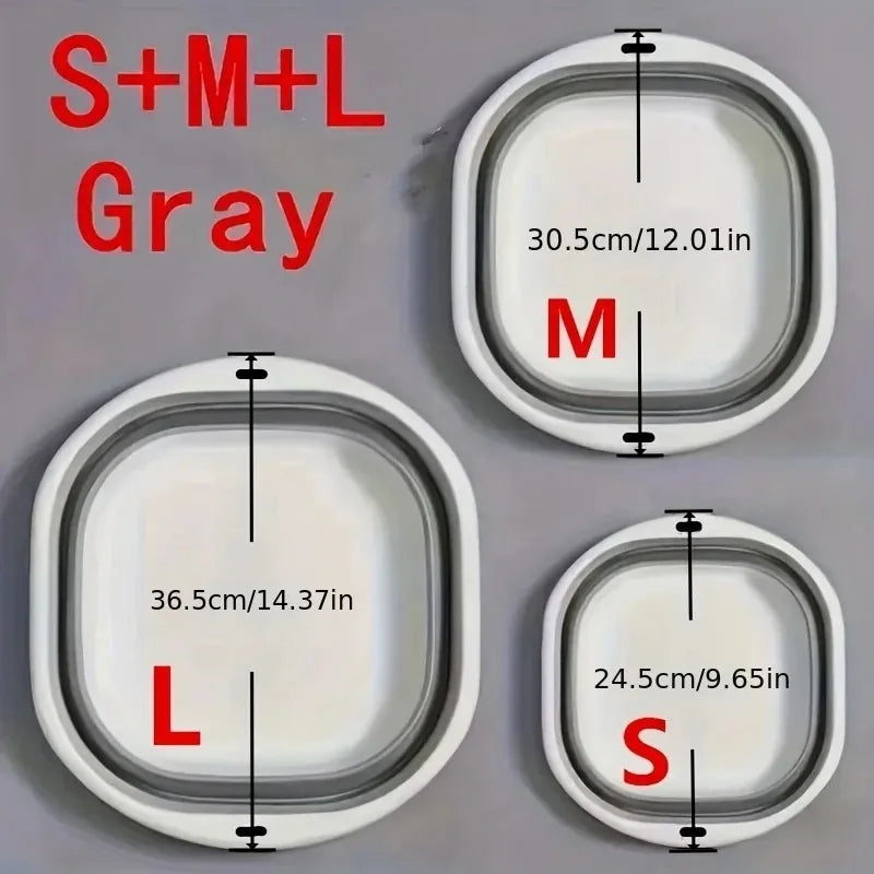 3-Pack Collapsible Tub Wash Basin & Laundry Baskets – Space-Saving Storage Containers for Camping, Hiking, Home & Fruit Washing