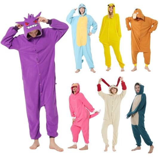 Pokémon Kigurumi Onesie — Pikachu, Gengar, Snorlax, Eevee, Squirtle, Umbreon Pajamas Cosplay Costume for Adults & Halloween Gift