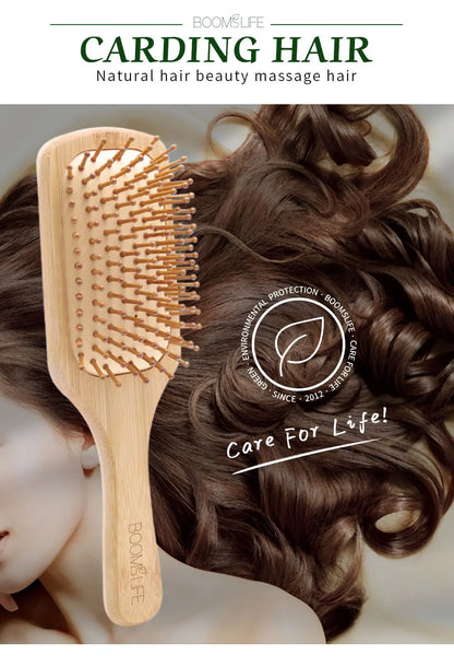 Bamboo Hair Brush for Women – Wide Tooth Styling Comb, Scalp Massage Brush for Smooth Hair & Barber Use