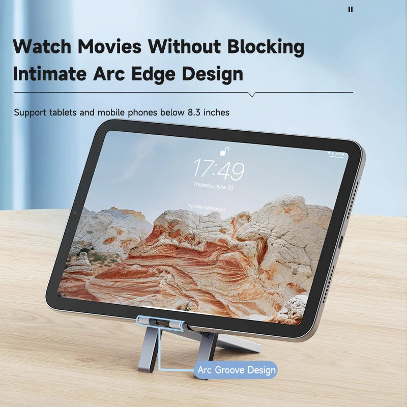 Hagibis Foldable Metal Phone Stand: Adjustable Desktop Holder - Portable Cradle Dock for iPhone 13, 12 Pro Max, SE, Xiaomi