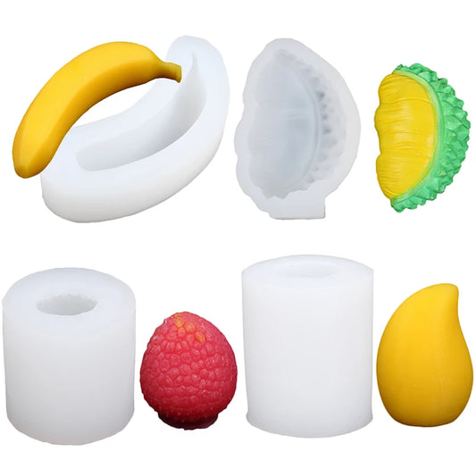 3D Fruit Silicone Mold – Mango, Banana, Durian & Lychee Shapes for Candle, Soap, Chocolate, Cake, Fondant & Aromatherapy Crafts