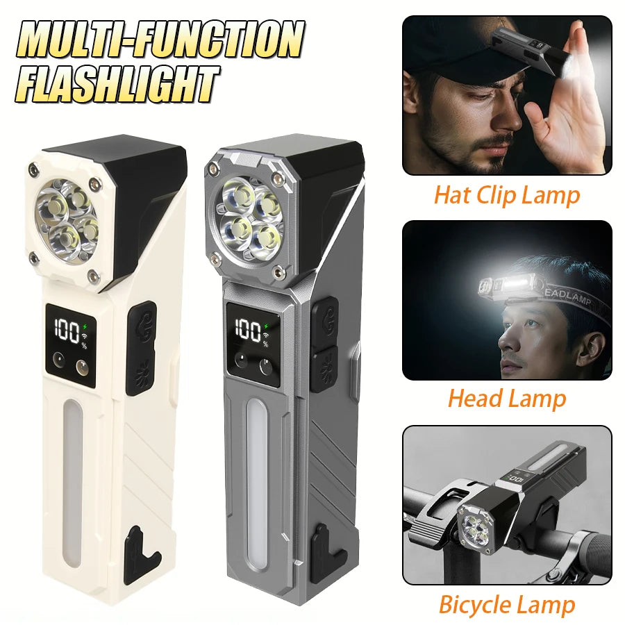 High-Power LED EDC Flashlight – Rechargeable Pocket Torch with RGB, Magnet & Clip for Camping & Fishing