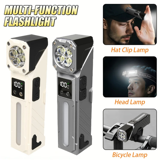 High-Power LED EDC Flashlight – Rechargeable Pocket Torch with RGB, Magnet & Clip for Camping & Fishing