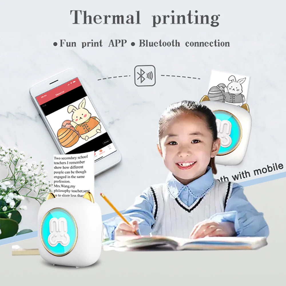 Portable HD Mini Thermal Printer - Universal 57mm Self-Adhesive Paper Label Sticker | Phone Picture & Photo Printing 2024