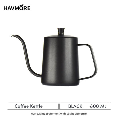 304 Stainless Steel 600ml Gooseneck Kettle — Long Spout Espresso Coffee Maker Teapot for Barista Tools
