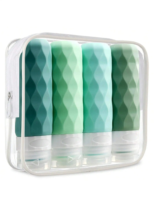 4-Pack Silicone Travel Bottles – 3oz TSA-Approved, Leak-Proof, BPA-Free Portable Toiletry Containers