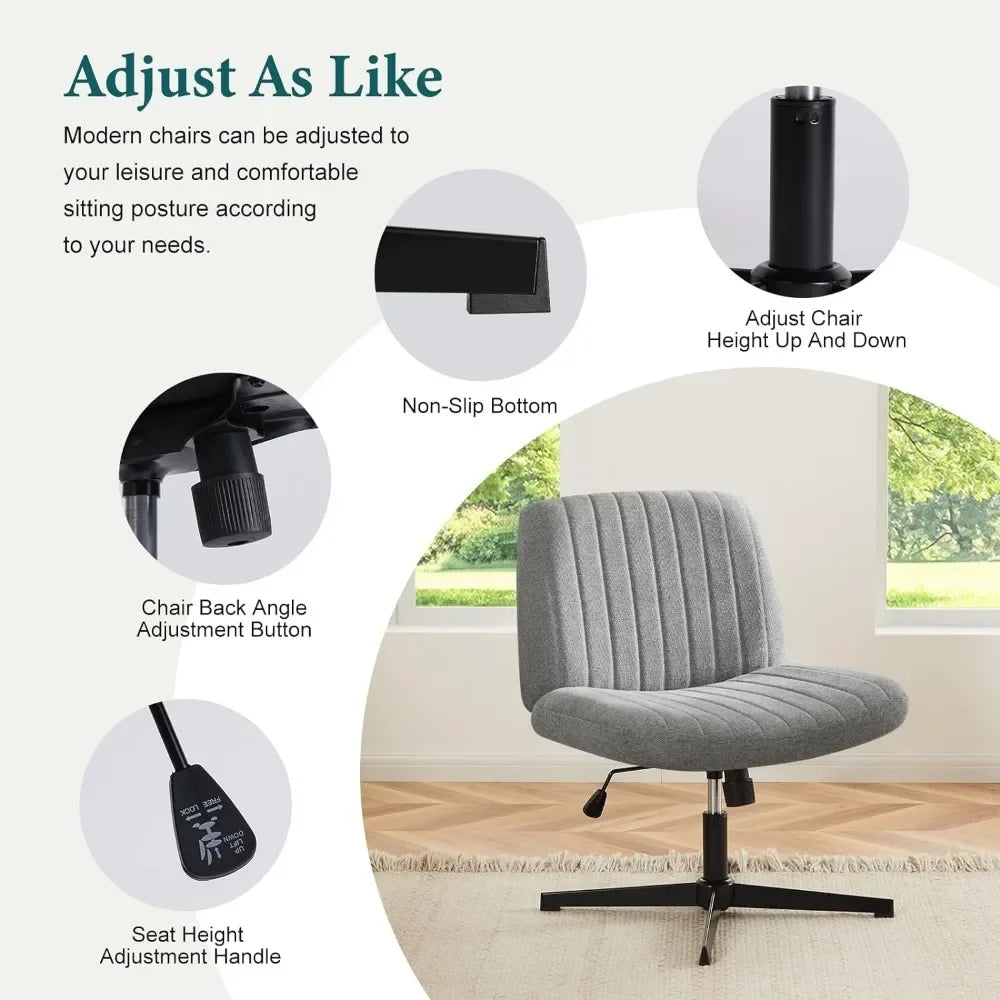 Armless Criss Cross Legged Swivel Office Chair - Wide Desk Chair Without Wheels