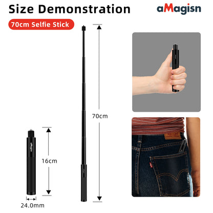 aMagisn 3M Invisible Selfie Stick - 1.2M Carbon Fiber Telescopic Monopod for DJI, GoPro, Insta360 X3/X4 Accessories