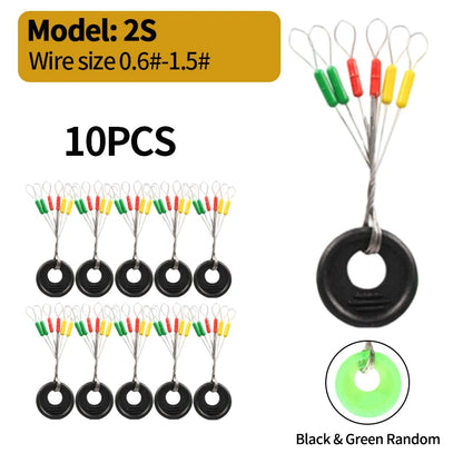 60pcs Rubber Space Bean Fishing Stoppers – 10-Group Oval Float Stopper Set for Carp & Fly Fishing