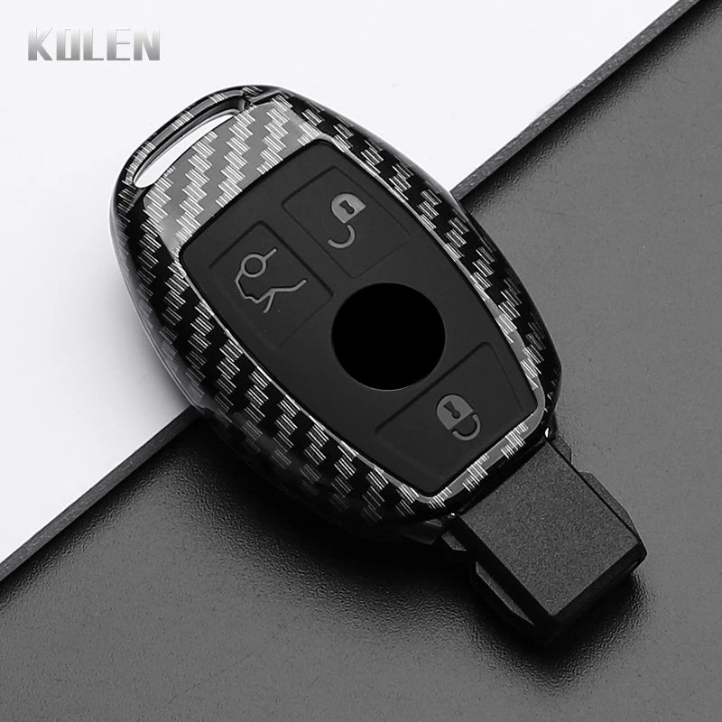 ABS Carbon Fiber Car Key Case Cover – Compatible with Mercedes Benz W204/W205/W212/W213/W176/W177/W219 A/B/C/E/S/GLC/CLA/AMG Fob