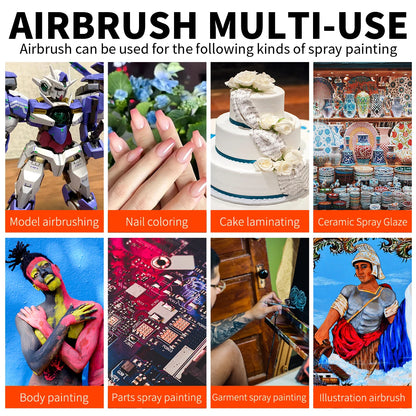 0.3mm Dual Action Gravity Feed Airbrush Kit with 7cc Quick-Release Fluid Cups – Perfect for Model Painting & Cake Art