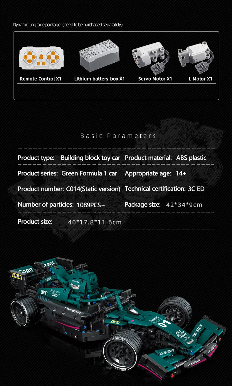 F1 W14 E Technic 1432+ Pcs 1:8 Sports Car Building Blocks – Compatible with 42141, DIY Model, Birthday Gift