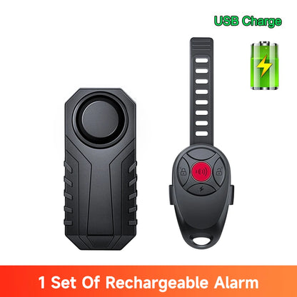 Wsdcam Vibration Bicycle Alarm – USB Rechargeable Anti-Theft Motorcycle Bike Alarm 113 dB Waterproof with Remote Control