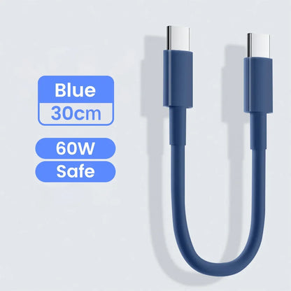 30cm USB-C to USB-C Fast Charging Cable – Compatible with iPhone 15, Xiaomi, Samsung, Huawei & Power Banks