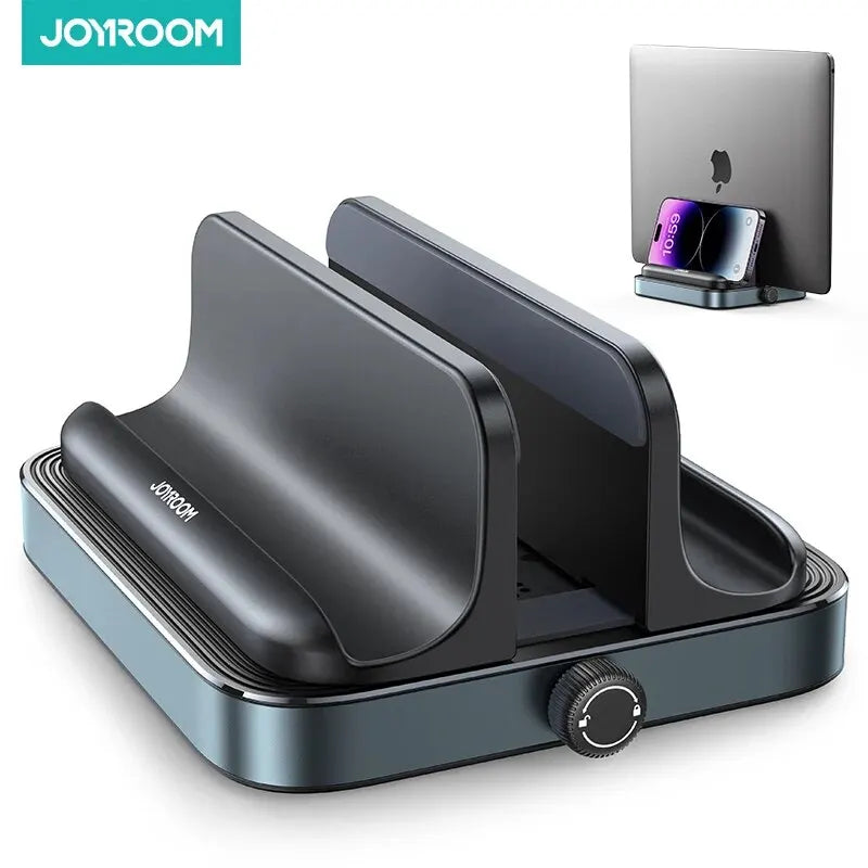 Joyroom Vertical Laptop Stand & Phone Mount Holder - Adjustable Desktop Dock for MacBook, Samsung, HP, Dell