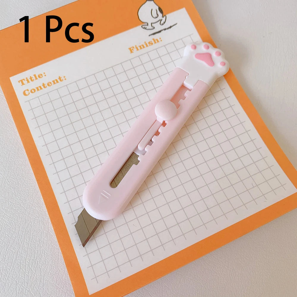 Kawaii Mini Pocket Cat Paw Utility Knife - Paper Cutter, Craft Wrapping, Refillable Blade Stationery, Big Sale