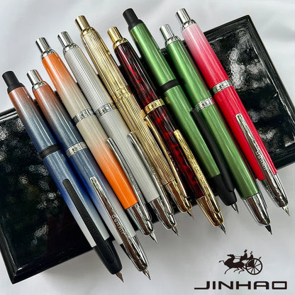 JINHAO Metal Fountain Pen – 10 Brand New Retractable Fine Nibs with Ink Converter