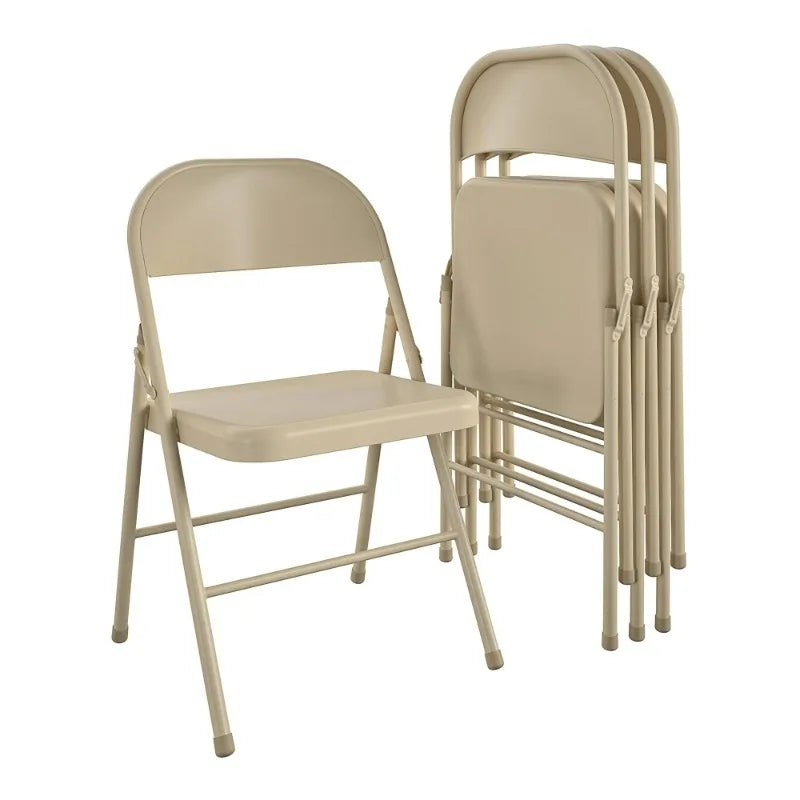 Mainstays 4-Pack Steel Folding Chairs – Beige Outdoor & Indoor Seating