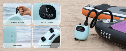 SUP Inflatable Pump — Rechargeable 20PSI Pump for PVC Kayaks, Kite Wings & Stand Up Paddle Boards