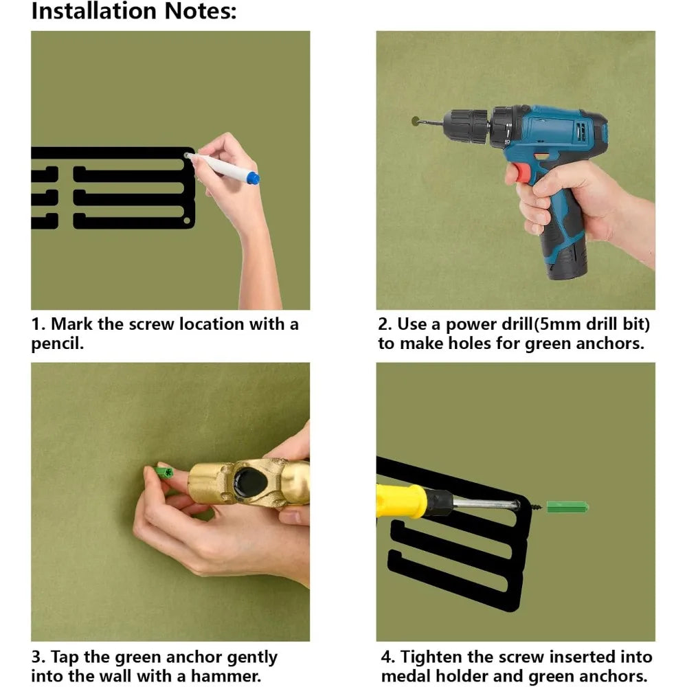 Taekwondo Medal Holder – Wall-Mounted 3-Line Medal Rack Display for Home, Room Decoration, and Gifts