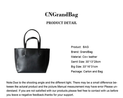 Customized Letter Genuine Leather Tote Bag – Large Capacity, Practical Commuter & Shopping Bag, Cowhide Large Bag