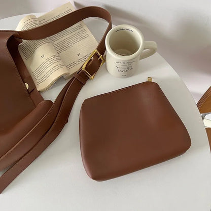 Solid Fashion Women Shoulder Bag | Minimalist PU Leather Crossbody Handbag | Versatile Bag for Work