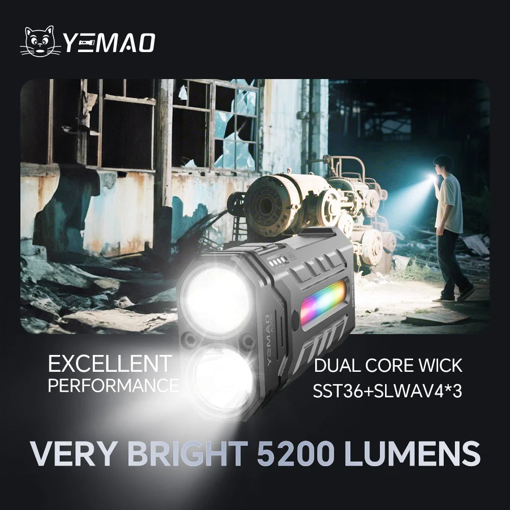 5200LMS Multi-Functional Portable LED Flashlight – Magnetic Torch for Hiking, Camping & Outdoor Adventures