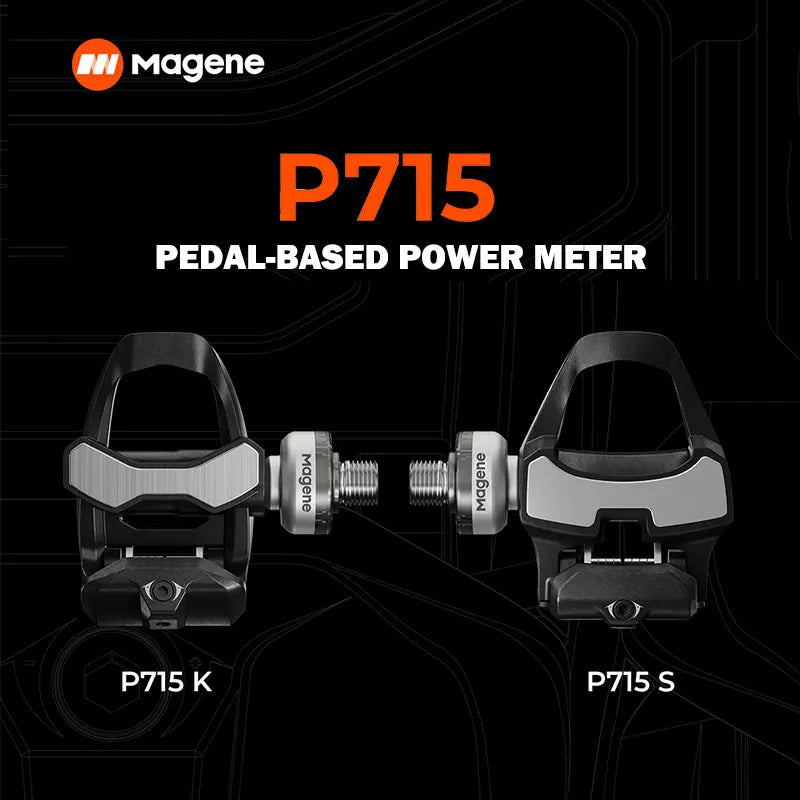Magene P715 Bike Power Meter Pedals — 1% Accuracy Cadence & Balance, Compatible with KEO & SPD-SL Cycling Pedals