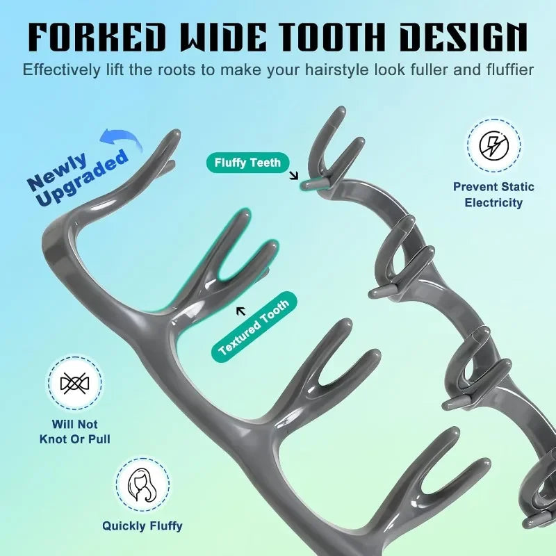 Volumizing Detangling Hair Comb – Wide Tooth Styling Brush for Men, Curly, Wavy & All Hair Types, Fluffy Texture Salon Tool