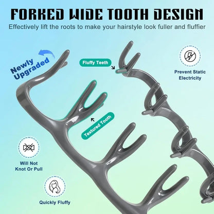 Volumizing Detangling Hair Comb – Wide Tooth Styling Brush for Men, Curly, Wavy & All Hair Types, Fluffy Texture Salon Tool