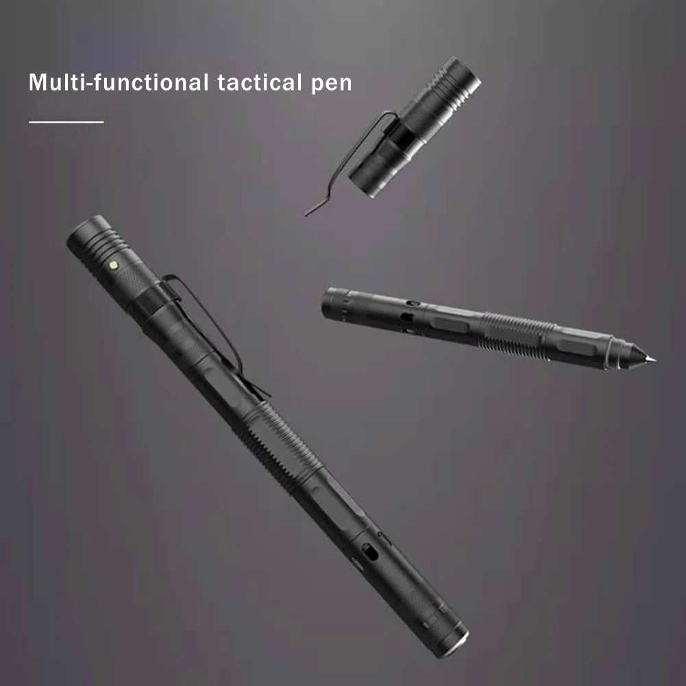 Multifunctional Tactical Ballpoint Pen — 100LM Flashlight, Self-Defense Tool, Window Breaker & EDC Outdoor Survival Pen
